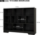 Book Shelf, 10 Cubes Storage Organizer, 3-Tier Open Shelf Wooden Bookcase, Freestanding Balck Bookshelf Cube Shelf for Bedroom, Living Room, Home Office by CozyNest Decor