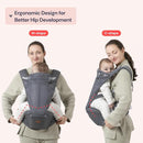 BabbleRoo Grow Carrier – Safety-Certified 6-in-1 Baby Carrier with Hip Seat, Ergonomic & Adjustable Toddler Carrier 7-50 lbs with Hip Support, Hood for Sun Protection, Newborn to Toddler, Gray by TinyTreasures Baby Boutique