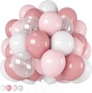Dusty Pink Balloons 12 Inch Blush Pastel Light Baby Pink and White Latex Party Balloon with Clear Balloons for Women Girls Boho Birthday Wedding Baby Bridal Shower Anniversary Party Decoration by CozyNest Decor