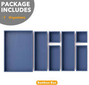 SpaceAid 7-Piece Bamboo Drawer Organizer Storage Boxes Set, Wood Tray Junk Drawer Organizers Multi-Use Divider Bins for Kitchen, Bathroom, Office Desk and Makeup Organization (7 Pack, Navy Blue) by CozyNest Decor