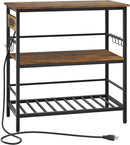 IBUYKE Kitchen Island with Storage, Bakers Rack with Power Outlet,Microwave Stand with Large Worktop,Rolling Bar Cart for Home, Outdoor, Kitchen,Rustic Brown and Black TMJ029H by CozyNest Decor