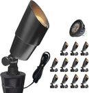 COLOER Brass Low Voltage Landscape Spotlight(Black) 12-Pack with 5W Aluminum Housing MR16 LED Bulb 2700K 450LM CRI85+,12V AC/DC Outdoor Uplighting, Directional Garden Patio Spot Up Light(101B-Black) by GreenHaven Gardens