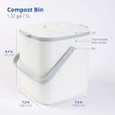 BLUE GINKGO Kitchen Compost Bin [5L / 1.32 GAL] – Filter-Free, Odor-Tight Countertop Food Waste Pail with Handles (Made in Korea, White) by GreenHaven Gardens