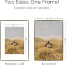 Homeforia A1 Poster Frame Bronze, High End Metal 23.4 x 33.1 inch Large Picture Frames with Mat for 16.5 x 23.4 Photo, A1 Size Brass Frame Matted to A2 Print, 23.4x33.1 Frame, Tempered Glass, Set of 1 by CozyNest Decor