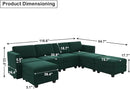 Belffin Modular Sectional Sofa U Shaped Sectional Couch with Reversible Chaises Velvet Modular Sofa with Storage Seat Green by CozyNest Decor