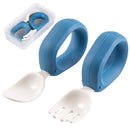 Baby Self Feeding Training Spoon and Fork Set with Travel Case, BPA-Free Cute Circle Toddler Training Utensils, Silicone/ABS Great Tableware Set Spoons Fork for Kids (Blue) by TinyTreasures Baby Boutique