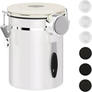 ShanSon Coffee Canister Airtight Coffee Container Stainless Steel Coffee Bean Storage Container with CO2 Release Valve and Scoop Coffee Canister for Beans,Grounds,Sugar,Flour,Tea,Cereal,22OZ,Off-White by CozyNest Decor