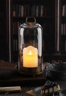 12" High Versatile Modern Metal Hurricane Lantern with Handmade Sturdy Glass Dome for 3" Pillar Candle & Plants (Brass, 5"x12") by CozyNest Decor