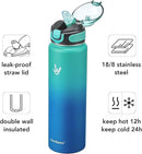 Enerbone 32 oz Insulated Water Bottle, Stainless Steel Bottle with Carrying Strap, Double-Wall Vacuum Insulation Design, Leakproof Sports Bottle with Straw, Keep Drinks Cold or Hot for Hours by CozyNest Decor