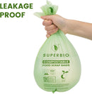 SUPERBIO 2.6 Gallon Flat Top Compostable Food Waste Bags, 100 Count, 2 Pack,9.84L, Food Scrap Bags, BPI Certified and OK compost INDUSTRIAL by GreenHaven Gardens