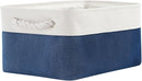 TheWarmHome Storage Bins for Shelves - 1 Pack 13.8x9.7x6.7 inch Collapsible Storage Basket for Organizing, Dog Toy Bin for Closet Organizer laundry Cloth Nursery (White & Jean Blue) by TinyTreasures Baby Boutique