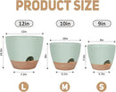 12" 10" 9" Large Self Watering Plant Pots, 3 Pack Flower Pots Planters with Multi Mesh Drainage Holes for Indoor Outdoor Garden Plants and Flowers. by GreenHaven Gardens