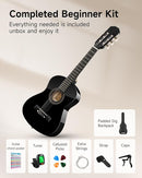 Moukey 30" Acoustic Guitar for Beginners Kids Youth 1/4 Size Dreadnought Guitarra Acustica Kit with Chord Poster, Gig Bag, Tuner, Picks, Nylon Strings, Capo, Strap - Black by TinyTreasures Baby Boutique