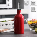 Sweejar Ceramic Olive Oil Dispenser Bottle, Opaque Oil Cruet Protects Oil to Reduce Oxidation, Suitable for Storage Oil, Vinegar, Coffee Syrups & Other Liquids, Pack of 1, 15.5 Fl Oz (Red) by CozyNest Decor