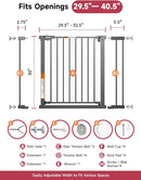 29.5-40.5" Baby Gate for Stairs, Dog Gate for Doorways, Walk Thru Auto Close Metal Baby Safety Gate for The House, Stairs and Doorways, Child Gate Pressure Mounted, Pet Gate for Dog Indoor - Black by TinyTreasures Baby Boutique