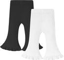 Neutocd Toddler Baby Girl 2-Pack Pants Bell Bottom Infant Baby Girl Solid Ribbed Cotton Leggings by TinyTreasures Baby Boutique