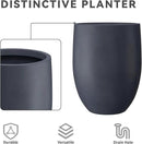 Kante 21.7" H Dark Gray Concrete Tall Planter, Large Outdoor Indoor Decorative Pot with Drainage Hole and Rubber Plug, Modern Round Style for Home and Garden by GreenHaven Gardens