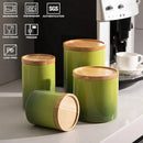 Sweejar Ceramic Food Storage Jar, Stackable Kitchen Canisters, Containers with Airtight Seal Wooden Lid for Serving Ground Coffee, Tea, Sugar, Salt and More - 16 Fl Oz (Gradient Green) by CozyNest Decor