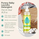 Puracy Liquid Baby Laundry Detergent - 1,4 Dioxane Free, Natural, Scent-Free Gentle Laundry Detergent Liquid Concentrate Laundry Pouch with Stain Fighting Enzymes (Baby- Free & Clear, 16oz) by CozyNest Decor