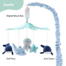 The Peanutshell Crib Mobile for Boys or Girls - Light and Dark Blue Musical Baby Crib Mobile with 12 Lullabies, Ocean Baby Nautical Nursery Decor by TinyTreasures Baby Boutique