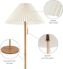 GLOBE Electric 61000053 62" Floor Lamp, Wood-Toned Finish, Pleated Fabric Shade, Pull Chain Switch, Reading Light, E26 Base, Modern Classic Lighting for Living Rooms and Bedrooms by CozyNest Decor