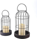 PHOSPHOR Home Decor Candle Lanterns, Set of 2 Rustic Cage Candle Holder, Tian Yuan Nong she，for Living Room, Fireplace Mantle, Dining Table Centerpieces Home Kitchen Decor by CozyNest Decor