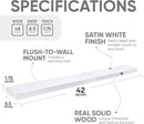 Homeforia White Floating Shelves 42 inch, High End Solid Real Wood 42inch Floating Shelf for Wall Mounted, White Wooden 42in Long Floating Shelves, Heavy Duty Bracket, 42 X 6.5 X 1.75 inches, Set of 2 by CozyNest Decor