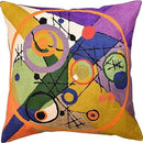 Kandinsky Contemporary Throw Pillow Cover - Circles 2 Modern Pillowcases Mid-Century Abstract Toss Cushion Farmhouse Chair Cushions Hand Embroidered Wool 18x18 Inch by CozyNest Decor