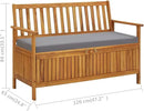 vidaXL Patio Storage Bench 47.2", Solid Acacia Wood, Dark Gray Cushion, Ample Storage Compartment, Rustic Style, Home and Garden Furniture by CozyNest Decor