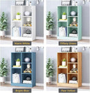IOTXY Open Shelf Low Bookcase - Wooden 3-Tier Floor Standing Display Cabinet Organizer with Base, 5 Cubes Short Horizontal Bookshelf in Warm White by CozyNest Decor
