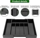 VaeFae Bamboo Drawer Organizer, Expandable Silverware Drawer Organizer, Cutlery Tray with Dividers for Kitchen Utensils (Black, Medium) by CozyNest Decor