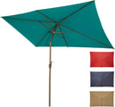 Ogrmar 6.5x10ft Patio Umbrella Rectangular Outdoor Table Umbrella with Crank & Push Button Tilt for Terrace, Backyard, Garden, Courtyard, Swimming Pool, Lawn (Turquoise) by GreenHaven Gardens