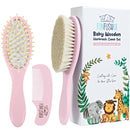 Baby Hair Brush Set for Newborns - Baby Brush and Comb Set - Ultra Soft Goat Hair Bristles, Perfect for Cradle Cap, Newborn Showers & Registries Gift, Comb Brush for Girls & Boys (Rosa) by TinyTreasures Baby Boutique