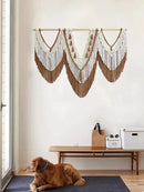 large macrame wall hanging - Boho Tapestry Macrame Wall Decor Art- Chic Bohemian Handmade Woven Tapestry Home Decoration for Bedroom Living Room Apartment Wedding Party - 43"x32" (Beige-Brown) by CozyNest Decor