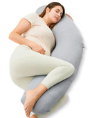 Momcozy J-Shaped Pregnancy Pillow for Sleeping with Cooling Cover – Maternity Body Pillow for Pregnant Women, Side Sleeper Support for Belly, Hip & Leg, Deep Grey by TinyTreasures Baby Boutique