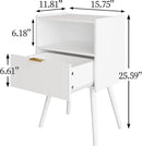 Nightstand,Modern Bedside Table with Storage Drawer and Open Wood Shelf, Accent Night Stand with Solid Wood Legs for Living Room, Bedroom and Small Spaces,Easy Assembly (White) by CozyNest Decor