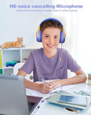 Kids Headphones Wired with Microphone for ipad Computer Laptop for Boys Girls Volume Limit Foldable Over Ear Headset for School 3.5mm Jack by TinyTreasures Baby Boutique