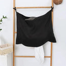 Hanging Linen Laundry Bag, 100% Pure Flax Linen Over The Door Hamper with Bottom Zipper for Laundry Room, Household Dirty Cloth Storage Organizer Bag, Black by CozyNest Decor
