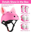 Kids Bike Helmet with Knee Elbow Wrist Pads Guards,Pink,for Ages 2-3-5-8-14,Sports Bicycle,Skate Scooter,Rollerblading with Unicorn Sticker by TinyTreasures Baby Boutique