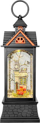 Halloween Snow Globe Lantern, Spooky Ghost Halloween Decor, Plug-in & Battery Operated Snow Globes for Halloween Decorations Indoor by CozyNest Decor