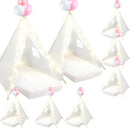 8 Pack Sleepover Tent for Girls Party,Teepee Tent for Kids Slumber Party Bulk with Light String,Air Mattress,Fitted Sheet,Washable Natural Cotton Toddler Teepee Indoor Outdoor(White) by TinyTreasures Baby Boutique