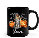 Personalized Maine Coon with Pumpkins Cup for Halloween, Maine Coon Wearing Witch Hat Coffee Mug, Cat Halloween Ceramic Cup 11oz 15oz, Pet Cat Black Mug, Gift for Pet Lover Dad Mom Children by TinyTreasures Baby Boutique