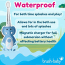 brush-baby WildOnes Kids Electric Rechargeable Toothbrush Elephant, 1 Handle, 3 Brush Heads, USB Charging Cable, for Ages 0-10 (Elephant) by TinyTreasures Baby Boutique