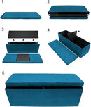 Sorbus Storage Ottoman Bench – Collapsible/Folding Bench Chest with Cover – Perfect Toy and Shoe Chest, Hope Chest, Pouffe Ottoman, Seat, Foot Rest, – Contemporary Faux Suede (Teal) by CozyNest Decor