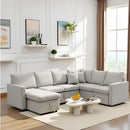 7 - Seater Sofa Bed, Large U - Shaped Modular Sectional Sofa, Oversized Pull - Out Sleeper with Storage for Living Room, Light Grey by CozyNest Decor