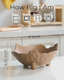 Fruit Bowl for Kitchen Counter, Porcelain Decorative Bowl for Home Décor Modern Pedestal Bowl with 3-Legs Large Centerpiece Bowl for Breads, Nuts, Brown by CozyNest Decor