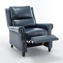 UIXE Pushback Recliner Chair, Faux Leather Armchair Overstuffed Accent Chair for Living Room, Rivet Trim Club Chair Home Theater Single Sofa Bedroom Side Reading Seat - Navy Blue by CozyNest Decor