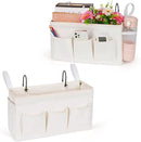 Bedside Caddy Organizer with Fixed Straps and Water Bottle Holder for Home, College Dorm, Hospital, Crib and Bunk Bed (2pcs White) by CozyNest Decor