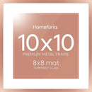 Homeforia 10x10 Picture Frame Rose Gold, High End Metal 10 by 10 Square Frames with Mat 8 x 8 Photo, 10by10 Poster Frame Matted to 8x8 Print, Wall or Tabletop Frame, Tempered Glass, Wall Kit, Set of 1 by CozyNest Decor