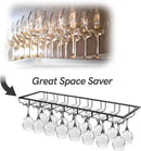Xverycan Wine Glass Rack Under Cabinet, 8 Row Extreme Large Stemware Hanger, Metal Wine Goblet Holder, DIY Bar Glass Storage Rack for Bar Counter, Kitchen, Screws Included (Black) by CozyNest Decor